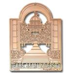 Product Description: "View through Albritton Tower"</br>Texas Aggie Artist, Benjamin Knox '90, created the art of the Academic Building (completed in 1914) seen through the Albritton Tower (completed in 1984). The tower is 138 feet tall and contains 49 carillon bells that were cast in France. The bells ring every quarter hour and are programmed to play seasonal music or the "Spirit of Aggieland" after home football game victories. The Academic building is one of the oldest and most prominent buildings situated in the center of the Texas A&M University Campus. As the campus grew westward, there was a necessity to architecturally connect the central campus to the new growth. The Albritton Tower opening visually connects the buildings and acts as a conduit to the western campus.</br></br>Benjamin Knox is a graduate of the College of Architecture, is a leader in promoting higher education through the fine arts and has helped generate thousands of scholarships.To see more of Benjamin's art and learn more about the artist and his work, visit www.benjaminknox.com.</br> 2005-View Through Albritton Tower