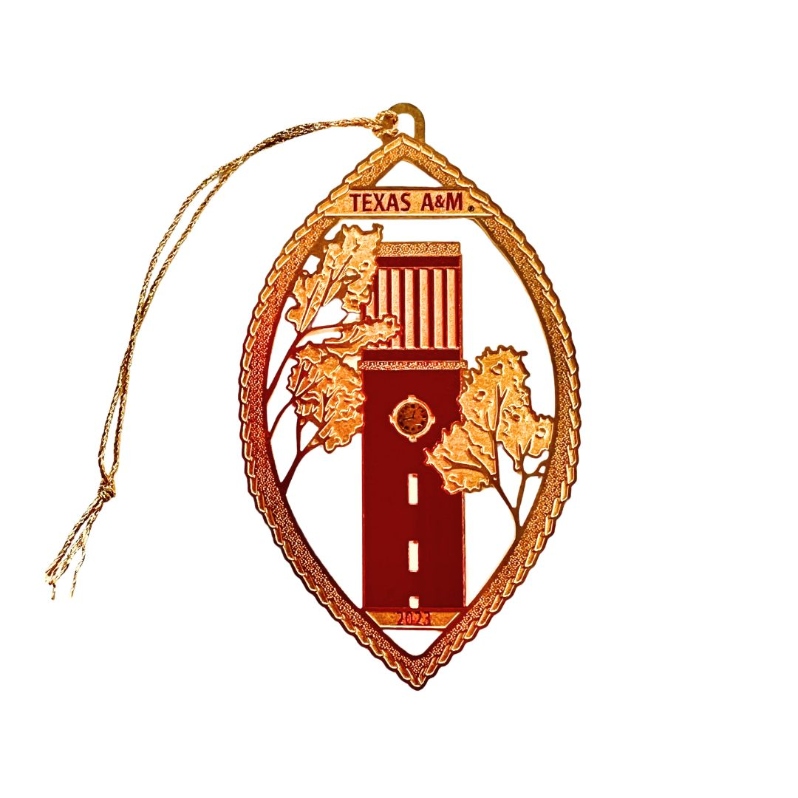 Product Description: Designed by local Aggie artist, Dr. Dary Dega of Degallery Art Gallery and Studio (degallery.us), this year’s Christmas in Aggieland ornament features one of the tallest buildings on the Texas A&M University campus: Albritton Bell Tower. Standing at 138 feet tall, it marks the original entrance to the University campus, at the intersection of Old Main Drive, Jones and Lamar Streets.</br></br>The Tower’s inscription pays tribute to all past, present and future Aggies:</br></br>I ring</br>With pride and honor</br>For all past, present, and future</br>Students of</br>Texas A&M University</br></br>How many generations of Aggies have glanced at the Tower’s clock furtively, rushing between classes? And how many hearts have been united in The Spirit of Aggieland played on Albritton Bell Tower’s Carillon bells?</br>To all past, present and future Aggies enjoying this ornament, we thank you for your support helping us make Aggieland a better place for children and adults with disabilities.</br></br>Enjoy your 2023 Christmas in Aggieland ornament, Merry Christmas and Gig ‘em!</br> 2023- Albritton Tower